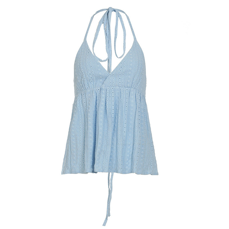 Womens Retro Solid-Color V-Neck Camisole