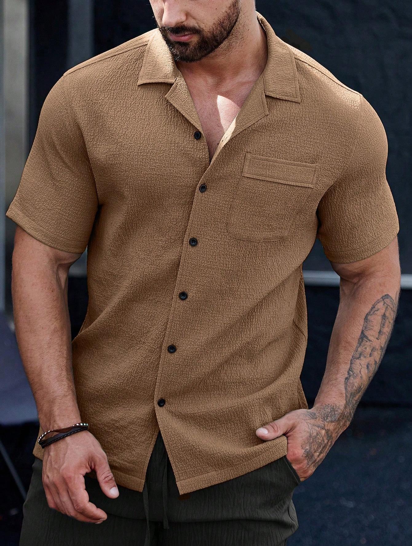 Mens Breathable Wrinkle-Resistant Versatile Semi-Formal Shirt